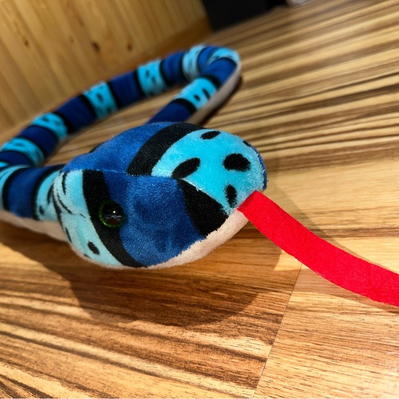 Blue and Black Striped Plush Snake Toy - Picture 3 of 6